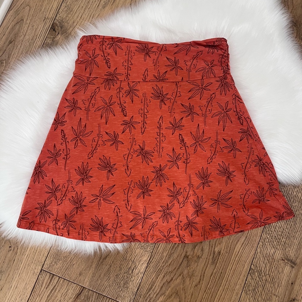 Toad&Co Orange Floral A-Line Skirt - Picture 3 of 5